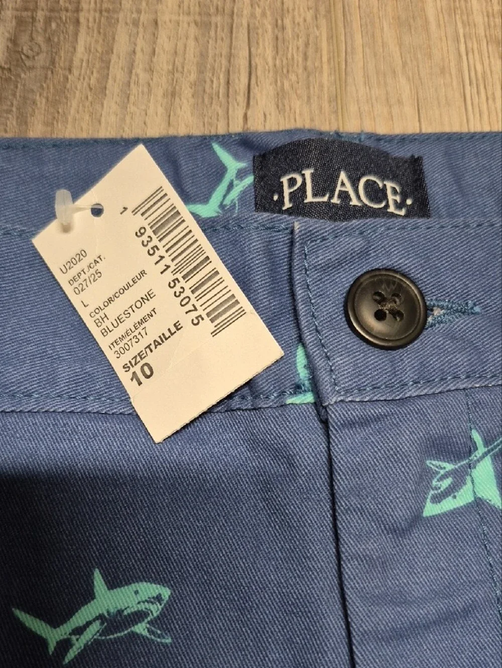 The Children's Place Navy Shorts with Aqua Shark Print